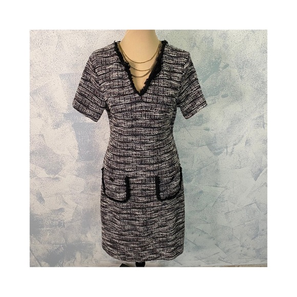 Connected Apparel Textured Pocket Shift Short Sleeve Dress size 10 - Picture 1 of 7